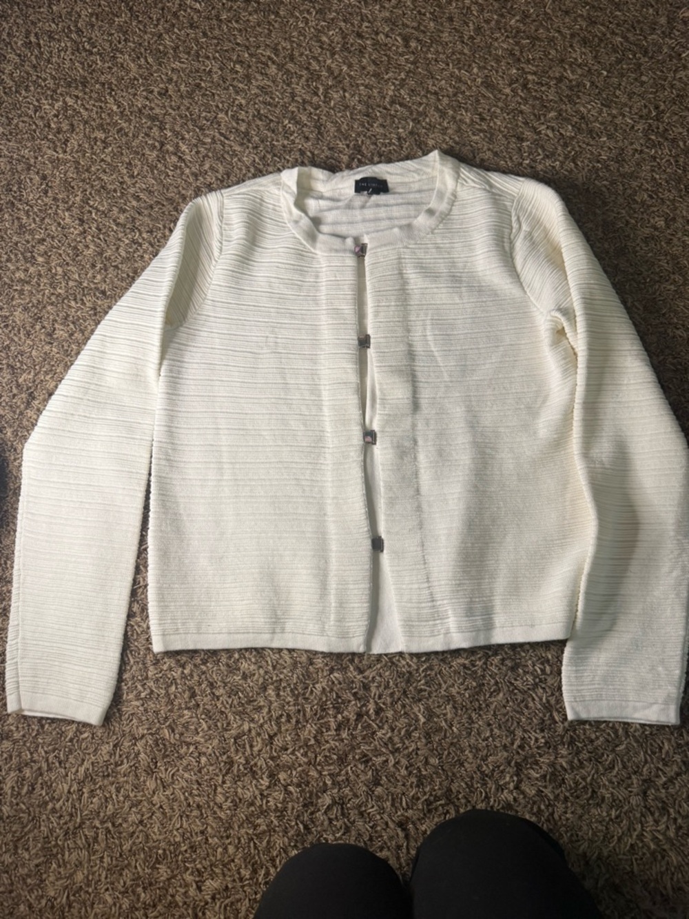 The Limited Cream Knit Hook-Front Cardigan